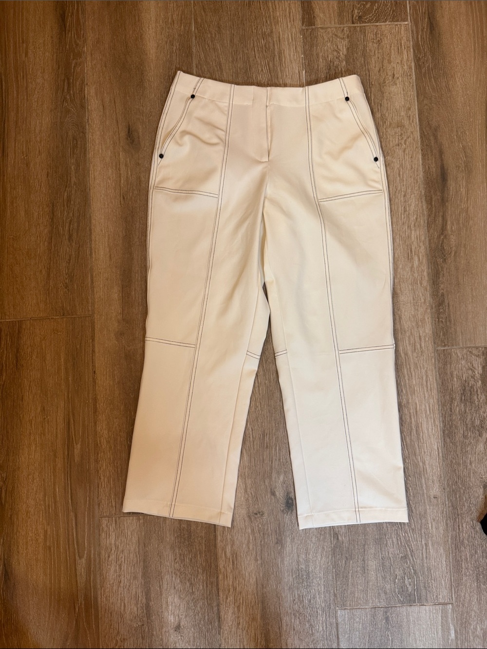 Karl Lagerfeld Cream Cropped Wide-Leg Trousers